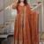 rust embroidered brocade full stitched anarkali suit