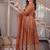 rust embroidered brocade full stitched anarkali suit