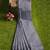 Grey striped cotton blend saree with blue pink pallu