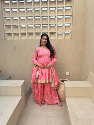 Pink Color Embroidery Sequence Work Silk Blend Salwar Suit 1