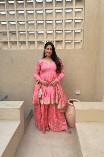 Pink Color Embroidery Sequence Work Silk Blend Salwar Suit