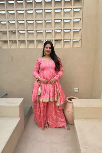 Pink Color Embroidery Sequence Work Silk Blend Salwar Suit