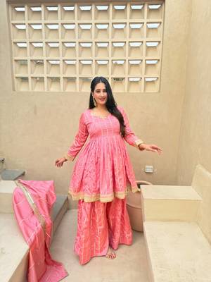 Pink Color Embroidery Sequence Work Silk Blend Salwar Suit 3