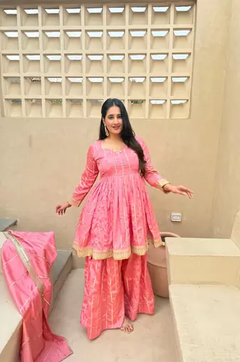 Pink Color Embroidery Sequence Work Silk Blend Salwar Suit
