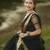 Women’s Black Saree with Golden Woven Border and Matching Blouse Piece