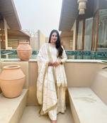 White Color Embroidery Sequence Work Silk Blend Salwar Suit