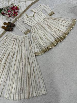 White Color Embroidery Sequence Work Silk Blend Salwar Suit 5