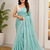 Sea Green Color Silver Lace border Oraganza Silk Saree