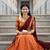 Women’s Orange and Maroon Traditional Half Saree Lehenga with Golden Woven Border