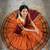 Women’s Orange and Maroon Traditional Half Saree Lehenga with Golden Woven Border