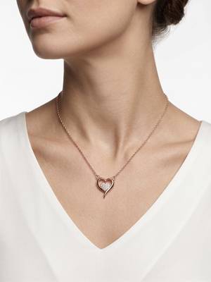 925 Sterling Silver Rose Gold  CZ Diamond Heart Pendant Necklace Set for Women  1