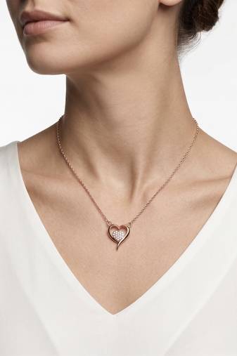 925 Sterling Silver Rose Gold  CZ Diamond Heart Pendant Necklace Set for Women 