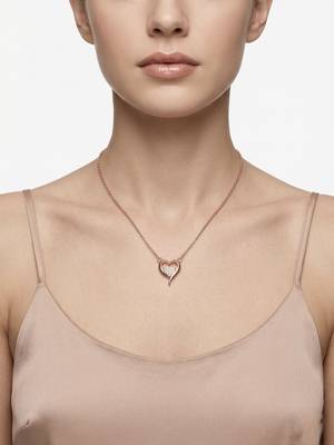 925 Sterling Silver Rose Gold  CZ Diamond Heart Pendant Necklace Set for Women  3