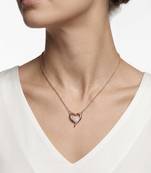 925 Sterling Silver Rose Gold  CZ Diamond Heart Pendant Necklace Set for Women 