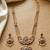 Gold plated kundan necklace set with green gems & pearls | traditional bollywood bridal wedding jewelry