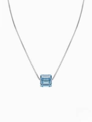 925 Sterling Silver Blue Crystal Pendant Necklace Set  for Women 2