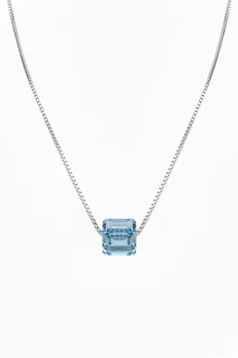 925 Sterling Silver Blue Crystal Pendant Necklace Set  for Women