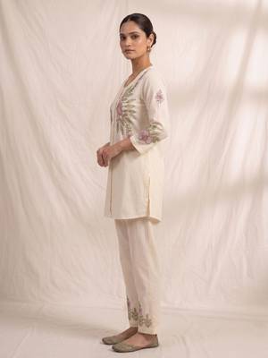 White rayon cord set in white color 2