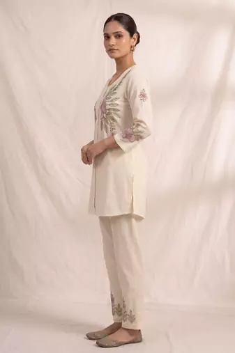 White rayon cord set in white color