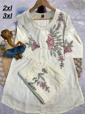 White rayon cord set in white color 3