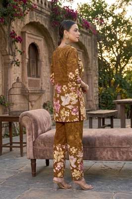Women's mustard floral printed co-ord set 2