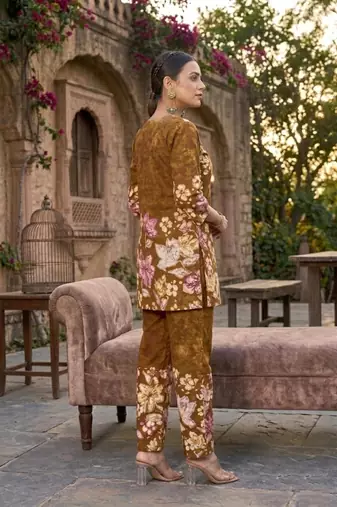 Women's mustard floral printed co-ord set