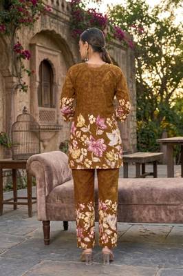 Women's mustard floral printed co-ord set 3
