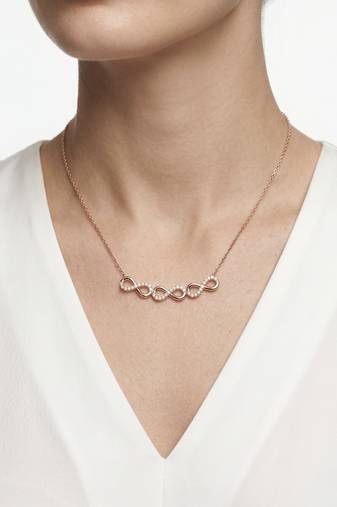 925 Sterling Silver Rose Gold CZ Diamond Infinity Pendant Necklace Set for Women