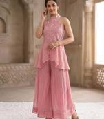 Light pink Color  Bids Hand Work And Moti Work Silk Blend Salwar Suit