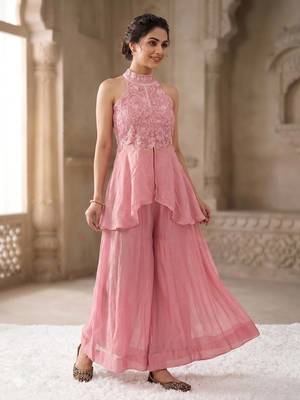 Light pink Color  Bids Hand Work And Moti Work Silk Blend Salwar Suit 2