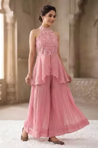 Light pink Color  Bids Hand Work And Moti Work Silk Blend Salwar Suit