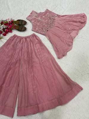 Light pink Color  Bids Hand Work And Moti Work Silk Blend Salwar Suit 4