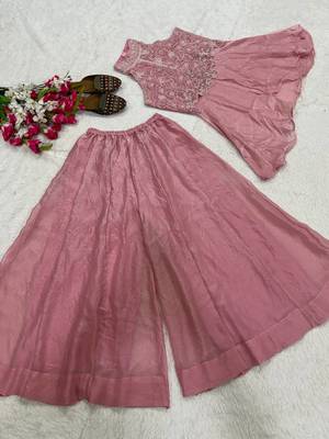 Light pink Color  Bids Hand Work And Moti Work Silk Blend Salwar Suit 5