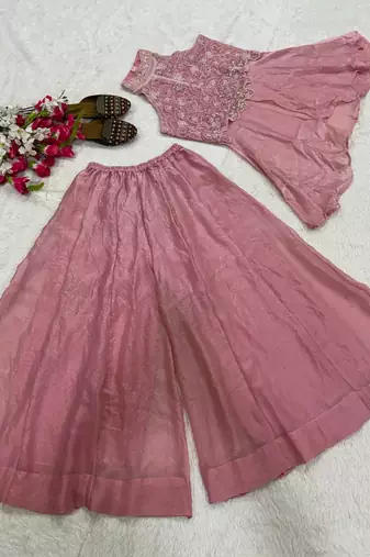 Light pink Color  Bids Hand Work And Moti Work Silk Blend Salwar Suit