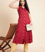Women floral printed sleeveless cotton a-line kurta