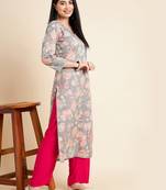 All about you floral printed cotton straight kurta