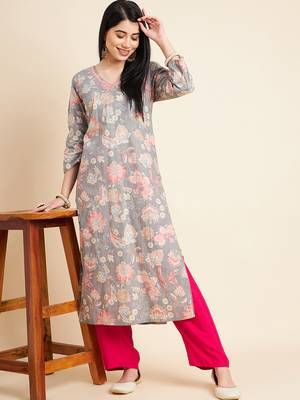 All about you floral printed cotton straight kurta 2