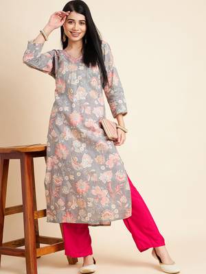 All about you floral printed cotton straight kurta 4