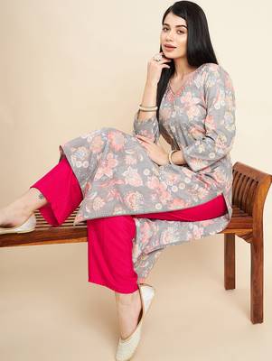 All about you floral printed cotton straight kurta 5