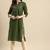 women olive green geometric yoke design pure cotton kurta