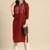Women maroon geometric yoke design cotton kurta