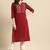 Women maroon geometric yoke design cotton kurta