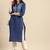 women blue geometric yoke design cotton kurta