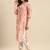 women peach-coloured & red printed cotton kurta