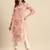 women peach-coloured & red printed cotton kurta