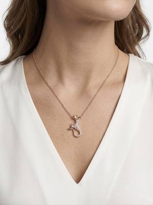 925 Sterling Silver Rose Gold CZ Diamond Mermaid Pendant Necklace for Women 1