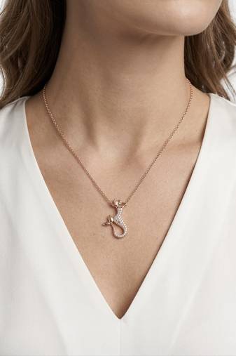 925 Sterling Silver Rose Gold CZ Diamond Mermaid Pendant Necklace for Women
