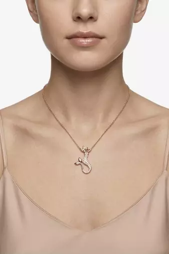 925 Sterling Silver Rose Gold CZ Diamond Mermaid Pendant Necklace for Women
