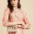 women peach-coloured & red printed cotton kurta