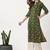 women green & mustard yellow printed straight kurta